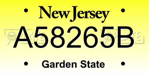 A58265B New Jersey License Plate