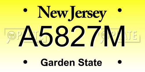 A5827M New Jersey License Plate