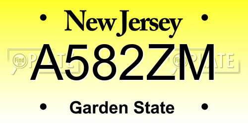 A582ZM New Jersey License Plate