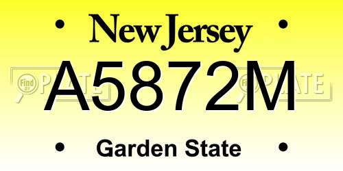 A5872M New Jersey License Plate