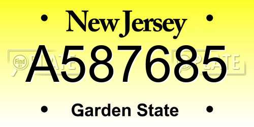 A587685 New Jersey License Plate