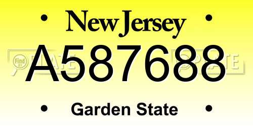 A587688 New Jersey License Plate