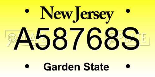 A58768S New Jersey License Plate