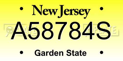 A58784S New Jersey License Plate