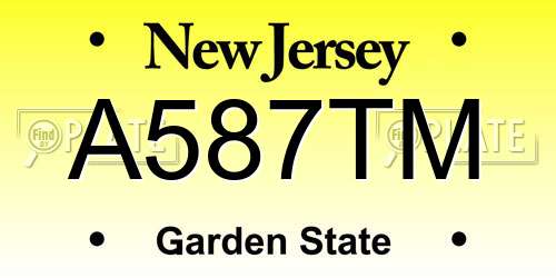 A587TM New Jersey License Plate