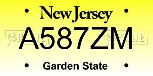A587ZM New Jersey License Plate