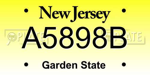 A5898B New Jersey License Plate