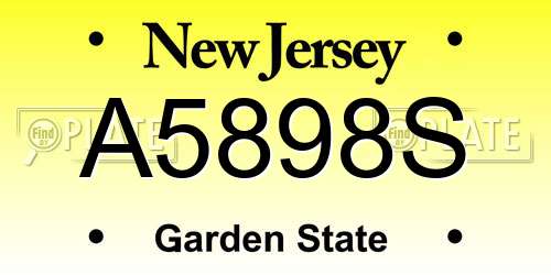 A5898S New Jersey License Plate