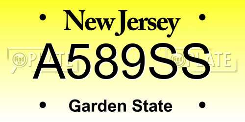 A589SS New Jersey License Plate