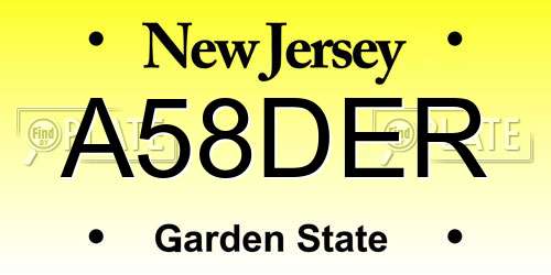 A58DER New Jersey License Plate