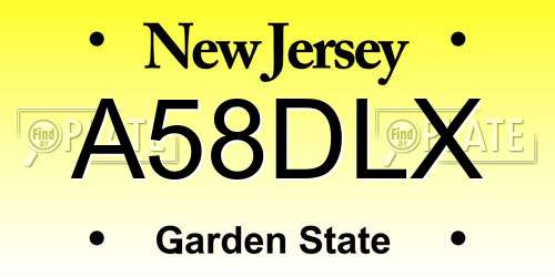 A58DLX New Jersey License Plate