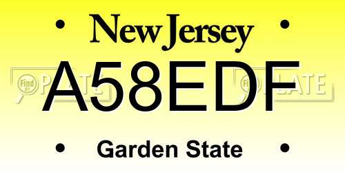A58EDF New Jersey License Plate