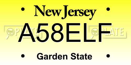 A58ELF New Jersey License Plate