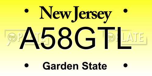 A58GTL New Jersey License Plate