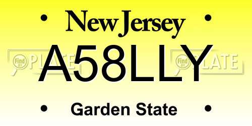 A58LLY New Jersey License Plate