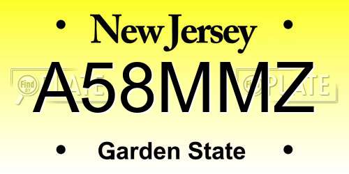 A58MMZ New Jersey License Plate