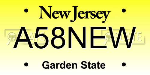 A58NEW New Jersey License Plate