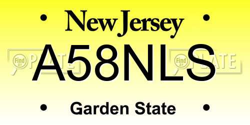 A58NLS New Jersey License Plate