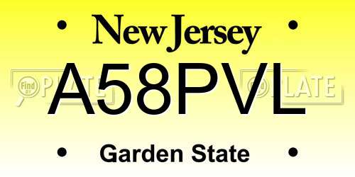 A58PVL New Jersey License Plate