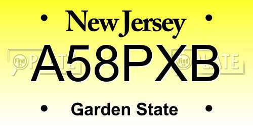 A58PXB New Jersey License Plate