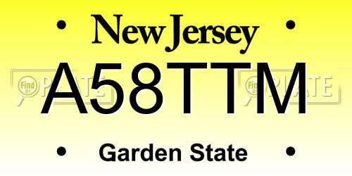 A58TTM New Jersey License Plate