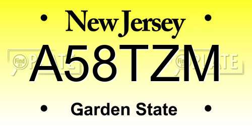 A58TZM New Jersey License Plate