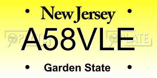 A58VLE New Jersey License Plate