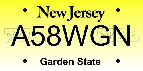 A58WGN New Jersey License Plate