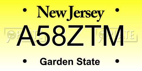 A58ZTM New Jersey License Plate