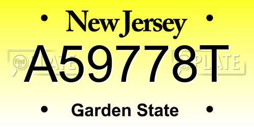 A59778T New Jersey License Plate