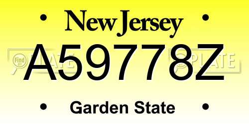 A59778Z New Jersey License Plate