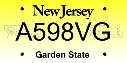 A598VG New Jersey License Plate