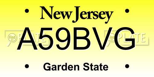 A59BVG New Jersey License Plate