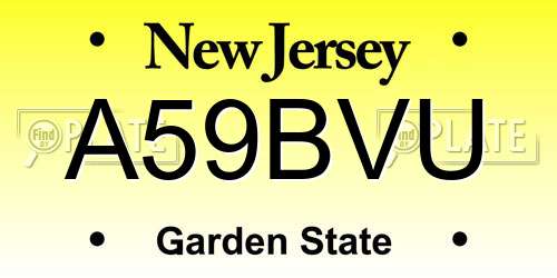 A59BVU New Jersey License Plate