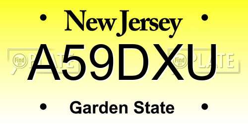 A59DXU New Jersey License Plate