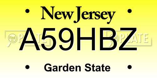 A59HBZ New Jersey License Plate