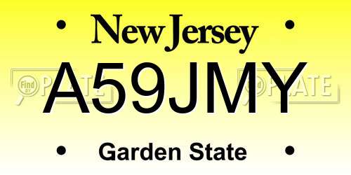 A59JMY New Jersey License Plate