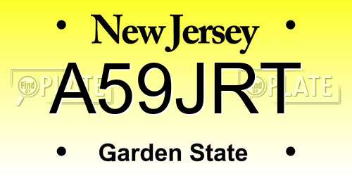 A59JRT New Jersey License Plate