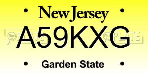 A59KXG New Jersey License Plate