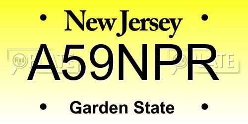 A59NPR New Jersey License Plate