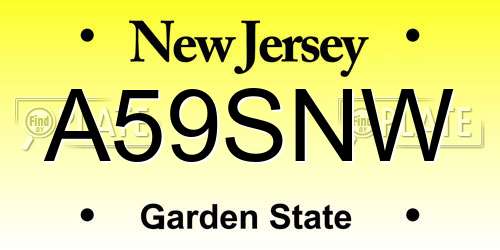 A59SNW New Jersey License Plate