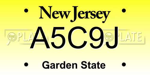 A5C9J New Jersey License Plate
