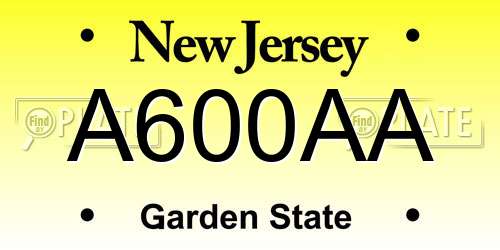 A600AA New Jersey License Plate