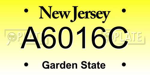 A6016C New Jersey License Plate