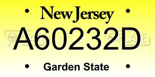 A60232D New Jersey License Plate