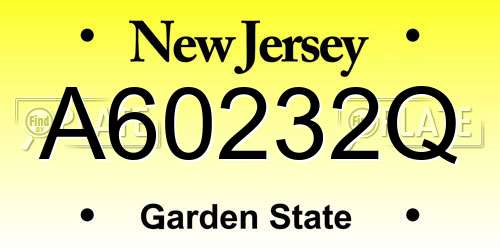 A60232Q New Jersey License Plate