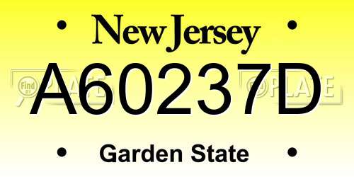 A60237D New Jersey License Plate