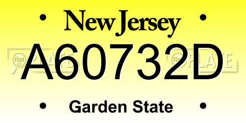 A60732D New Jersey License Plate