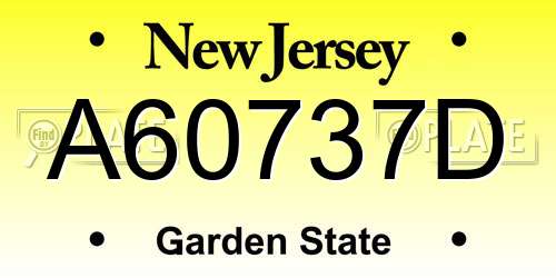 A60737D New Jersey License Plate