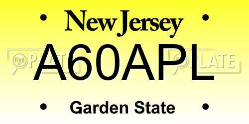 A60APL New Jersey License Plate